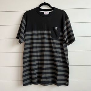 Fulham Football Club Black Gray Striped Tshirt